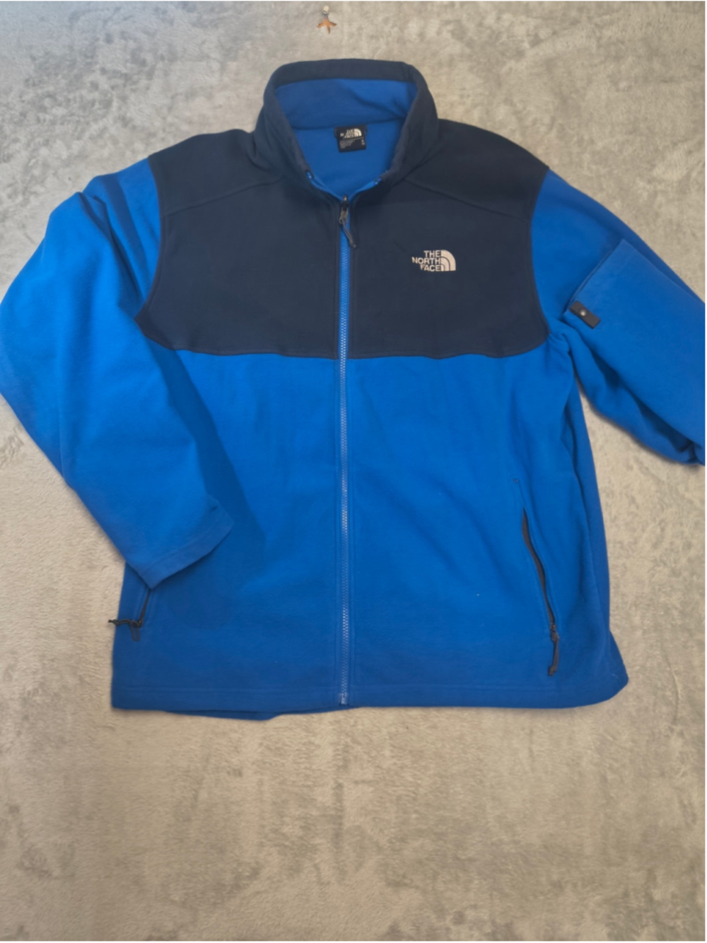 The North Face Men's XL Full Zip Fleece Jacket Two Tone Blue Black Colorblock